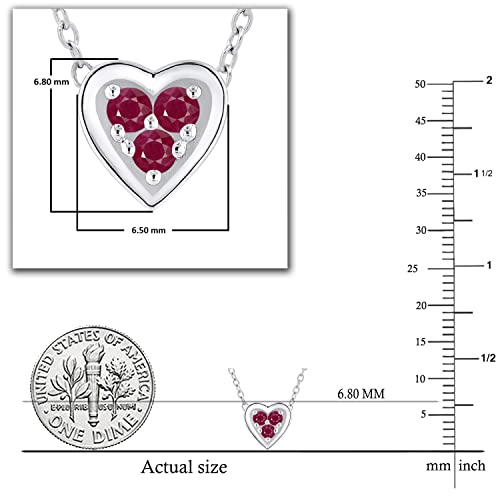 Dazzlingrock Collection Round Ruby 3 Stone Past, Present, Future Minimalist Slider Heart Pendant with 18 Inch Gold Chain for Women, Available in 18K Solid Gold3