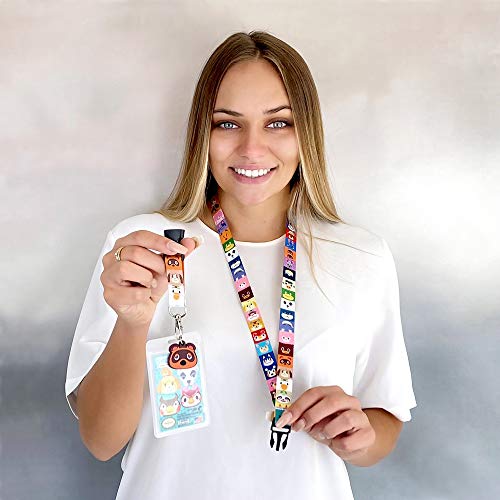 Authentic & Official Nintendo Animal Crossing Lanyard Premium 35” Breakaway Lanyard w Removable Keychain ID Holder 1.5” Tom Nook Rubber Charm & Free Collectible Vinyl Decals - Thumbnail 5