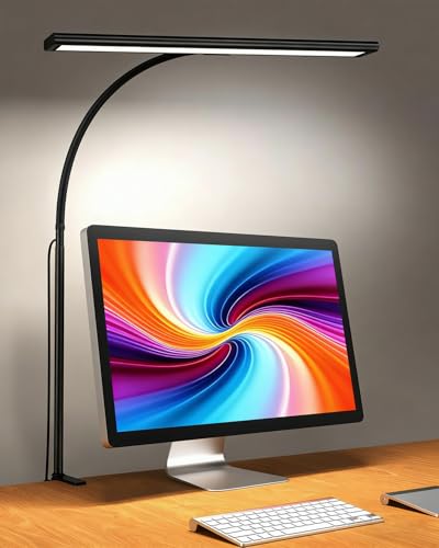 Image of ELEPHANTBOAT 3-Color LED Table Lamp for Study Room, 15.7'' Study Lamp with Flexible Gooseneck USB Wired Desk Light with 10-Level Dimming Aluminum Alloy Lamp Light for Study, Office