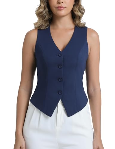 CEITAJUI Suit Vest for Women Dressy Vest Tops Navy Blue M
