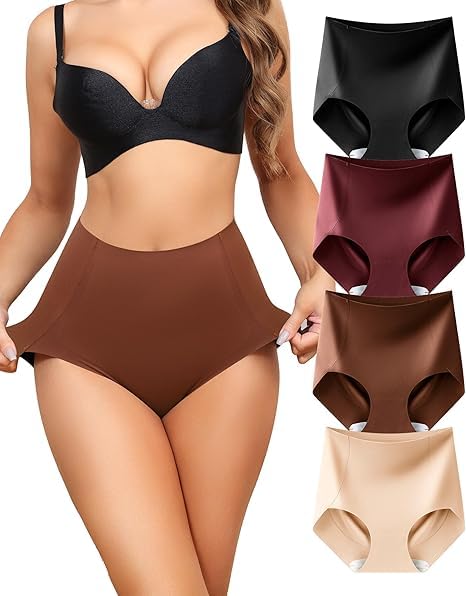 Levao Shapewear Damen Bauchweg Unterhose Hohe Taille Nahtlos Figurformende | 4er Pack,Bauch Weg Unterwäsche Frauen ,Atmungsaktive High Waist Miederpant Body Shaper, S-XXL,Postpartum,Dates ,Hochzeiten