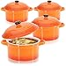 COM-FOUR® 4x casseruola con coperchio in ceramica - pentola per servire dessert - stampi in ceramica arancioni, 300 ml per casseruola (4 pezzi - arancia)