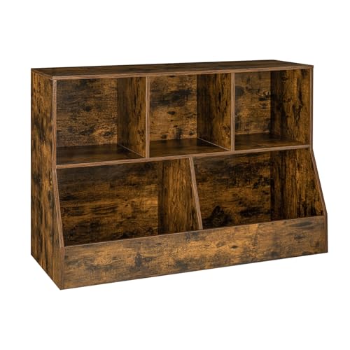 DINZI LVJ Toy Storage Organizer, Kids Cubby Cabinet with Bookshelf, 5-Cube