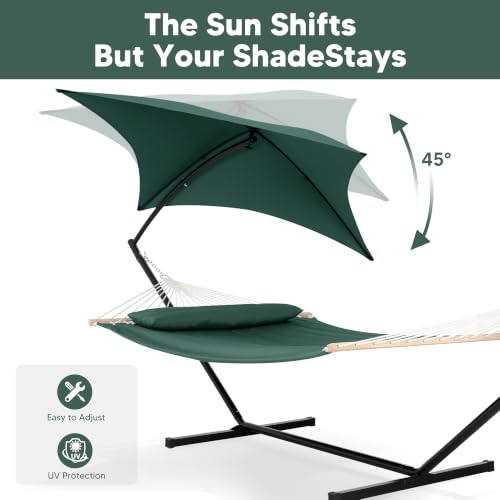 Image of SUNCREAT Portable Outdoor Hammock with Stand, Canopy, Dark Green