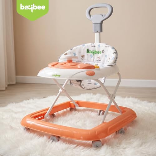 Image of Baybee Baby Walkers for 6-18 Month Baby Boy and Girl with Parental Handle | Interactive Musical Activity, Removable Play Panel & Feeding Tray, Breathable Soft Mesh Seat, Foldable Portable Design | Push Walker for kids (Pink)