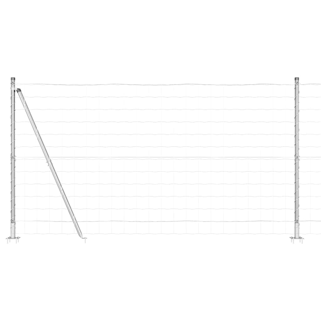 Garden Fence Panel Set with Post 1.2 x 10 m Steel Silver Outdoor Boundary for Terrace, Yard, Pet Enclosure Weather Resistant