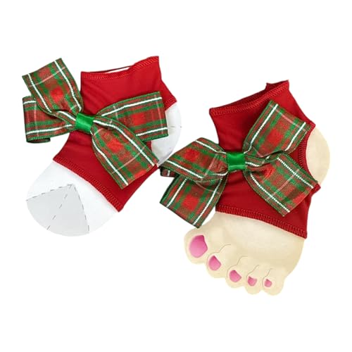 Baby Girl Christmas Peep Toe Socks – Red & Green Plaid Bow Infant Holiday Accessories for Photos, Parties, and Baby Shower (0–12 Months)