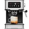 Chefman CraftBrew Espresso Machine, 15-Bar Pump, Digital Touchscreen, Steam Wand for Latte & Cappuccino, Compact Espresso Coffee Machine w/ 1.5L Removable Water Reservoir - Stainless Steel