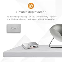 Zyxel Netzwerk PoE Switch 5 Port | Unmanaged Multi Gigabit LAN Splitter | 5X 2.5 Gbit (4X PoE++ mit 70W Budget) + 1x 10Gb SFP+ Ports | Lüfterlos Design | Desktop oder Wand Montage | XMG-105HP – Ansicht 7