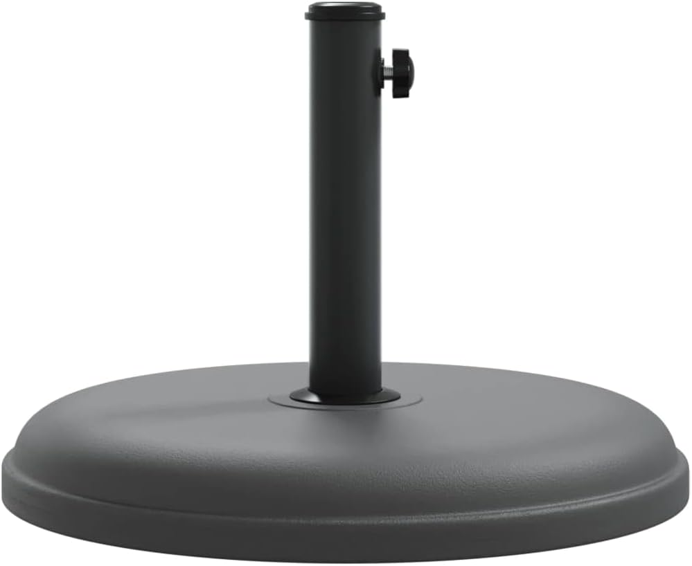 vidaXL Round Parasol Base for 1.3"/1.4"/1.5" Poles - Heavy Duty Dark Gray Umbrella Stand - Plastic and Concrete Base with 3 Pole Adaptors - Ideal for Garden, Patio, Deck