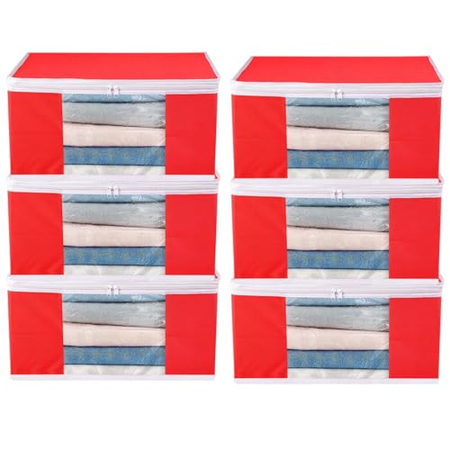 Image of Saree Cover Set of 06 Non-Woven Fabric Clothes Organiser for Wardrobe with Transparent Window & Double Zip Clothes Storage Bag, Garment Cover SC XL Large GCVETR8249653486192725881