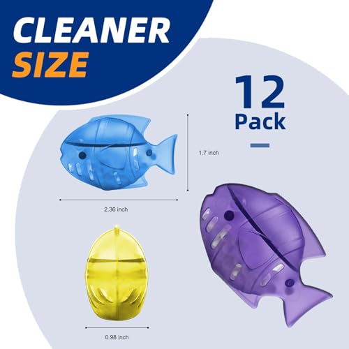 ADDFRESH Humidifier Cleaner Fish, Tank Cleaning Cartridge, Purifies Water and Eliminates Mineral Build-up, 12 Count - Purple, Blue,Yellow 3 Colors