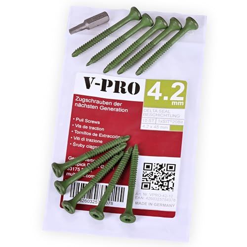 MULTIPICK Zugschraube Schlüsseldienst - [4.2 x 48 mm] Ziehschraube Türöffnung - Zylinder Zieher Schrauben Set - Schloss Schraube Türzylinder - Zugschrauben Glocke - 10 Stück