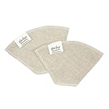 Marley's Monsters Reusable Coffee Filters – Cone #4 Style (2-Pack) – 100% Organic Unbleached Linen – Zero Waste, Plastic-Free Pour Over & Drip Coffee Maker Filter – Handmade in USA