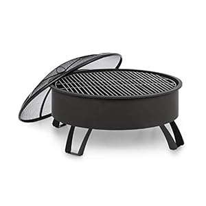blumfeldt Oreos 2-in-1 vuurschaal en grill (Ø 75 cm, verwijderbare vonkenbescherming, Ø 68 cm grillrooster, FireView…
