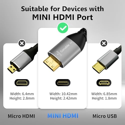 4K DisplayPort to Mini HDMI Cable 20FT, Uni-Directional DP to Mini HDMI Cable. Supports 4K@60Hz, 2K@120Hz, Video UHD, Nylon Braided, for Desktop, AMD, NVIDIA, KYY, ARZOPA, VILVA, MNN, Portable Monitor - 4