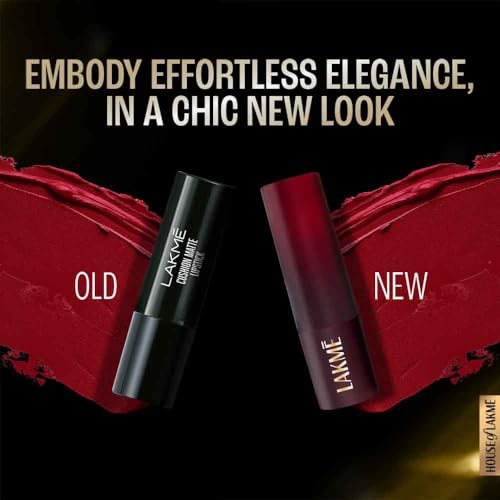 Image of LAKME Forever Matte Lipstick, Waterproof, Non Drying, Creamy Matte Bullet Lipstick Made With French Rose Oil Extracts, Red Aurora, 4.5g (Pack of 3)