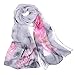 CAOQAO Mode Damen Lotus Druck lange weiche Wrap Schal Damen Schal Schals Chinesischer Stil
