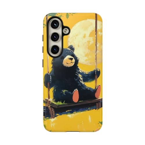Coque Samsung S24 ours noir rigide brillante évite les rayures du dos
