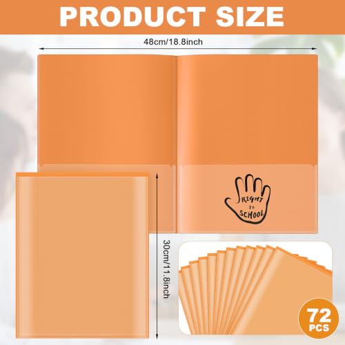 Henoyso 72 Pcs School to Home Folder with Pocket Plastic Heavy Duty Clipboard Folder with Clear Front Pocket Homework Take Home Folders for School Students Parent Teacher Communication (Orange) - Image 2