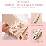 jewelry organizer travel,Graduation Gifts For Her,Jewelry Organizer Box with Clear Zipper Velvet Jewelry Pouch Bag, PU Leather Jewelry Case, Necklaces and Bracelets - Pink - Image 5