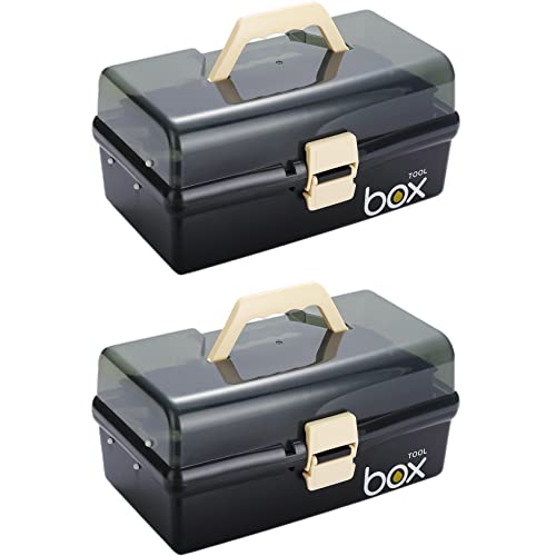 3-layer clear storage box with handles (2-pack) for arts, crafts, cosmetics