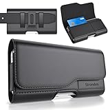 Stronden iPhone 11, iPhone XR Holster - Leather Belt Case with Belt Clip/Loop [Magnetic Closure] Premium Pouch w/Built in ID Card Holder (for Slim/Thin Case ONLY)
