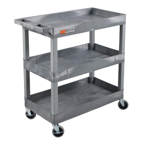 Image of Luxor 32 inch x 18 inch Tub Storage Cart 3 Shelves - Gray