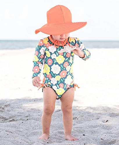 Image of RuffleButts Baby /Toddler Girls UPF 50+ Sun Protective Wide Brim Swimwear Sun Hat