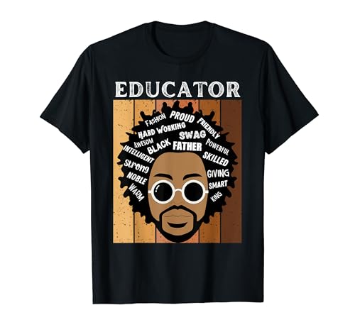 Black Educator King Black History Month Melanin Padre Maglietta