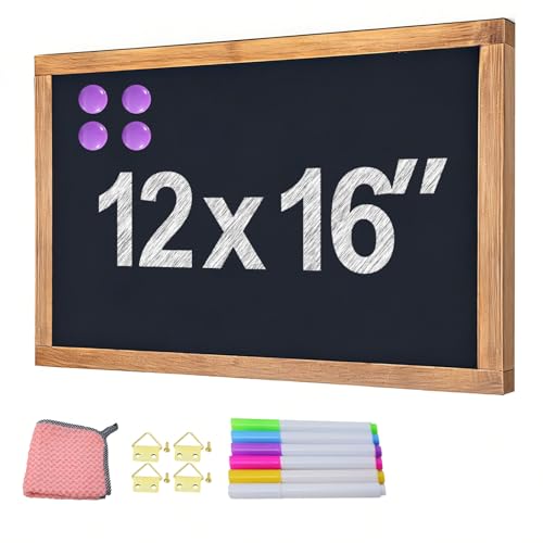 newnewshow 12x16 Magnetic Chalkboard with Rustic Wood Frame for Wall-Mounted - Multi-Purpose Hanging Sign for Menu Memo & Doodle