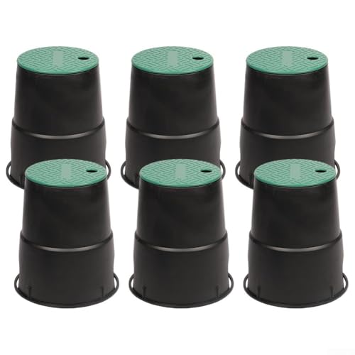 Caja de válvula de plástico, paquete de 6 cajas de entierro de tierra de 6 pulgadas para jardines y césped, cubierta antideslizante con estructura reforzada, construcción de polipropileno para