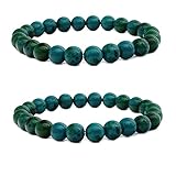 2 Pcs Diabetes Relief Chrysocolla Bracelet, 8mm Natural Handcrafted Energy Beaded Bracelets...