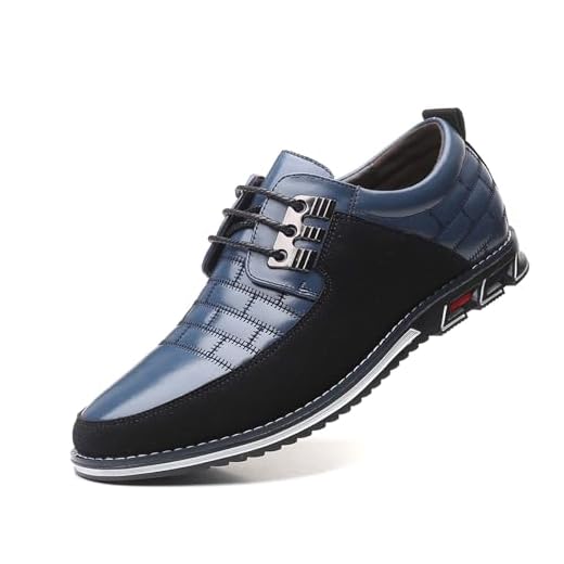 Sapatos sociais masculinos casuais Oxford Derby ortopédicos de couro simples com cadarço para caminhada mocassins sem salto para homens, Azul, 45
