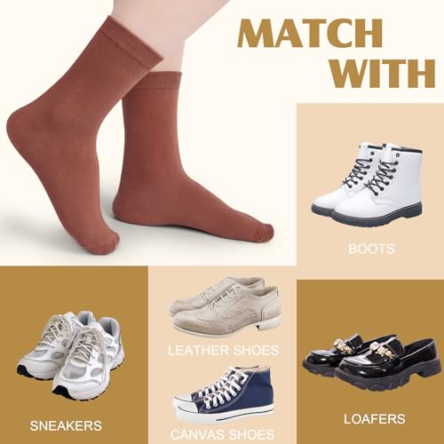 Image of Justay Crew Socks for Women - Soft Knit Boot Calf Comfortable Cute Dress Cotton Socks Gifts