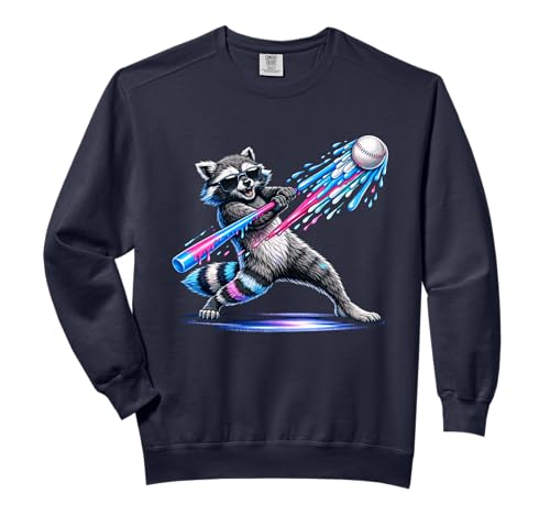 Funny Raccoon Baseball Ice Cream Drip Boys Kids Comfort Colors Adult Sweatshirt