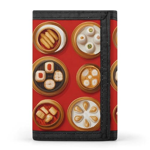 Chinese Food Custom Trifold Wallet Front Pocket Credit Card Holder with Coin Purse for Men Women Travel Gifts