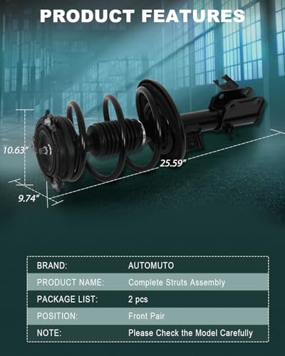 Image of AUTOMUTO Front Pair struts and Shock Absorber for Nissan Altima 2013-2017 | Strut Spring Assembly for Nissan Altima 2013 2014 2015 2016 2017 replacement for 172902 172901