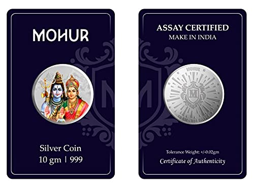 MOHUR Shiv Parvati 10 Gm Silver Coin Coloured (999) Pure Silver - Image 5