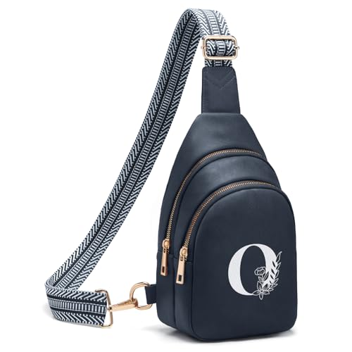Crossbody Bags for Women Initial Sling Bag Cross Body Fanny Packs Personalized Gifts for Mom Women Wife Navy Blue O