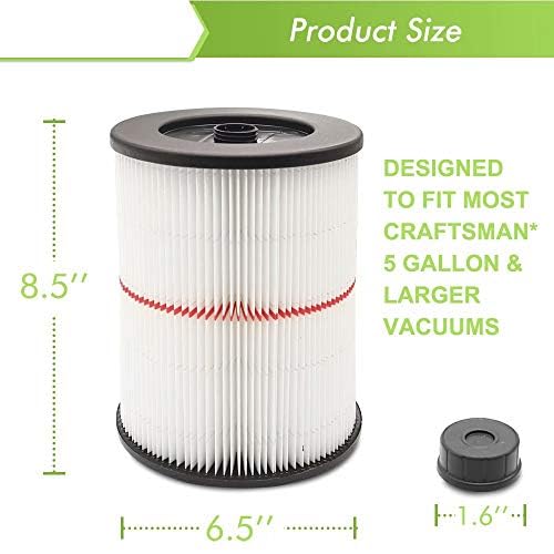 Replacement Cartridge Filter for Shop Vac Craftsman 9-17816 Filter for Craftsman 17816 Vacuum Filter General Purpose Wet Dry Air Filter for 5 & Larger Gallon Vacuum Cleaner 2 Packs - Thumbnail 6