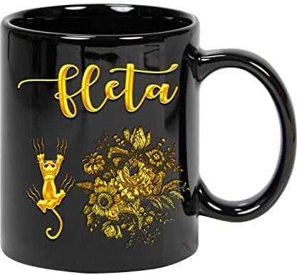 Coffee Mug Personalized Name Mug, Name Cups, Name Mug Gift for Mom, Dad, Sister, Girls, Boy, Brother Fleta Cat Gold Lover Custom Name Mugs Gifts for Women & Men 11oz Black Mug Ceramic 504811