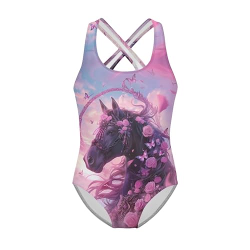 Image of INSTANTARTS Girls One Piece Swimwear Sleeveless Crossback Swimsuits