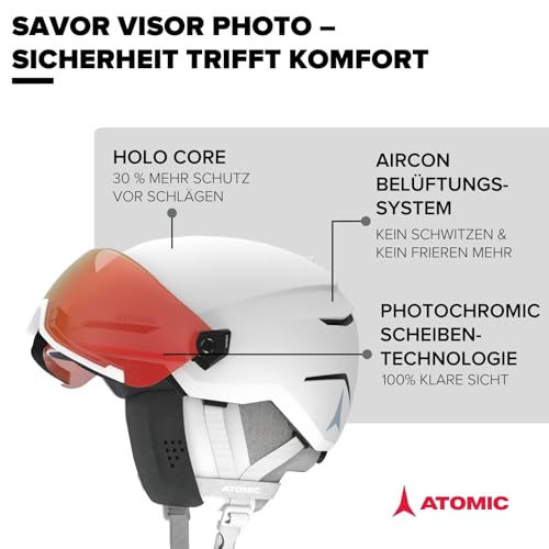 Salomon Atomic Savor Visor Photo Skihelm mit Visier - White Heather - Größe S - Maximale Stoßdämpfung - Active Aircon Belüftungssystem… – Ansicht 2