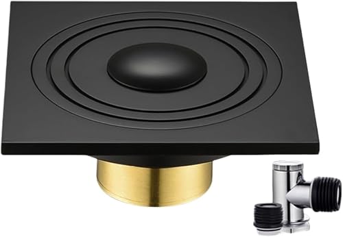 Paqwtyb Black Floor Drain, All Copper Odor Resistant Floor Drain Washing Machine Dedicated Anti Overflow Seal