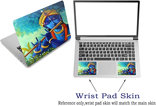 Image of Elton Paint Krishna Theme Laptop Skin Sticker Decal,13.3 inch 14 inch 15 inch 15.4 inch 15.6 inch Laptop Universal Vinyl Skin Sticker Cover Dustproof Waterproof Art Decal Protector with Free 2 Wrist Pad Skins