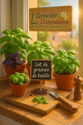 Lot de 1700 graines à semer - Le Grenier d'Abondance - Fan de Basilics - 13 sachets individuels