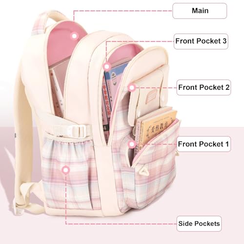 Cute Backpack for School Teen Girls, Aesthetic Laptop Backpack High Middle School Daypack Women Daily Travel Laptop Bag (Black)3