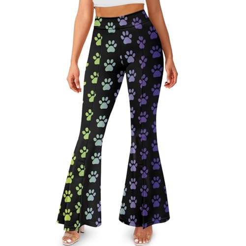 Spowatriy Calça feminina bootcut para ioga, treino, cintura alta, calça de moletom com controle de b