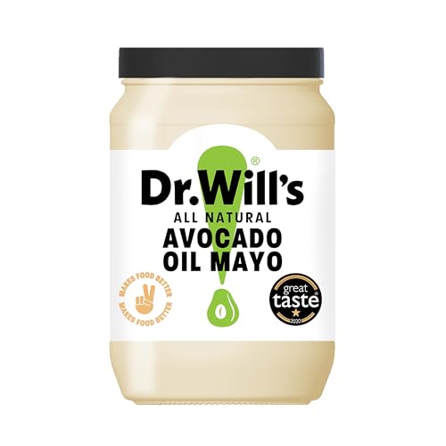 Dr. Wills Avocado Oil Mayonnaise | Keto Mayo with Pure Avocado | Free Range Egg Yolk | Seed Oils and Sugar Free | For Salad Sandwiches and more | Award Winning Mayonnaise - 630g Glass Jar